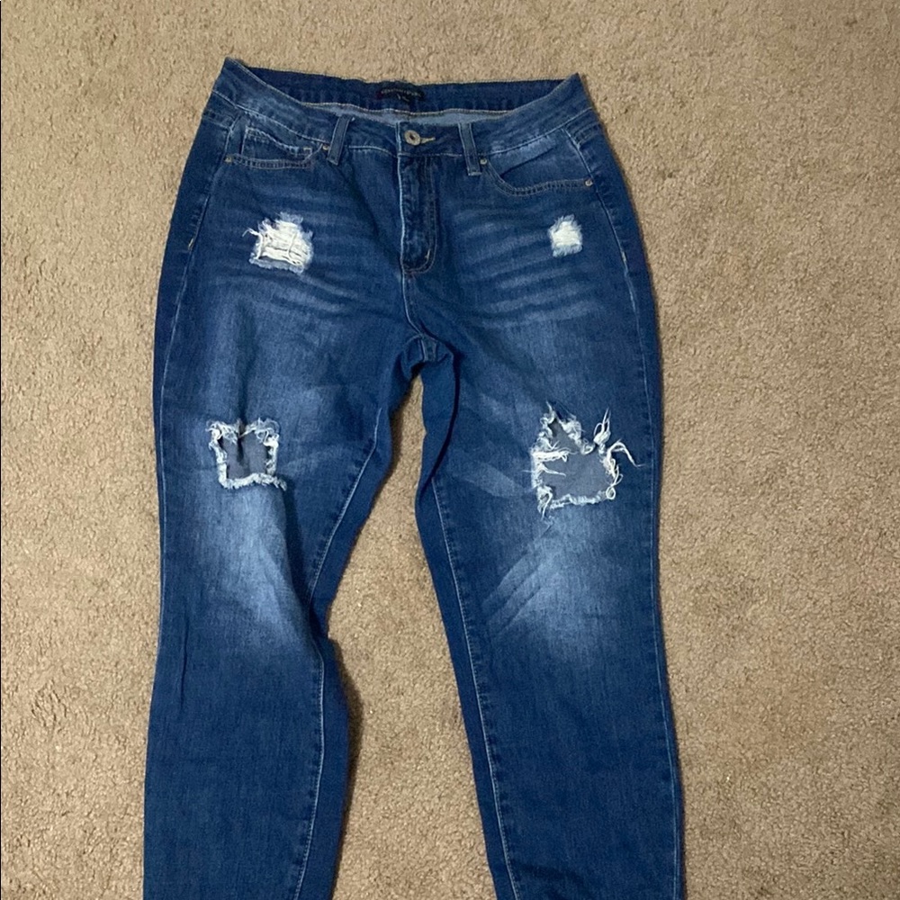 Signature Studio Dark Blue Distressed Skinny Jeans